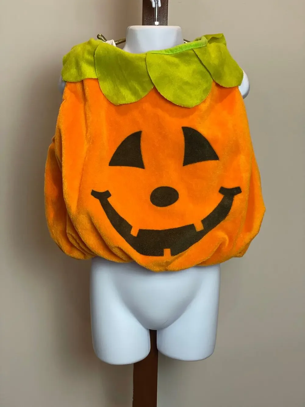 Pumpkin Halloween Costume Orange Green Accent Fleece Baby Size 12–18 Months